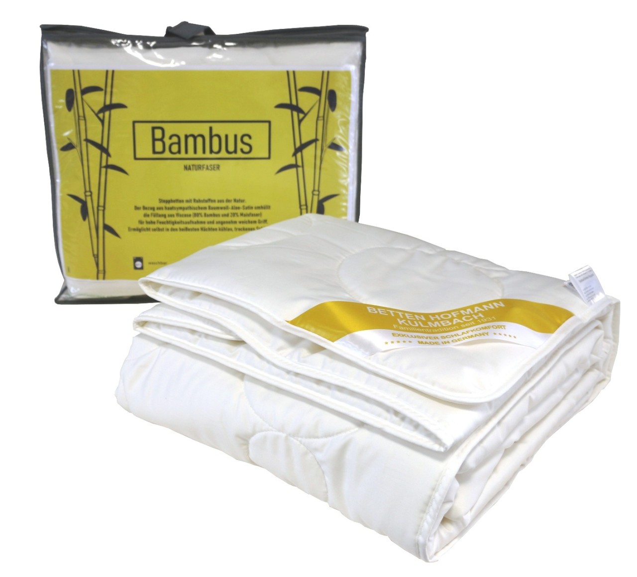 Bambus Sommerbett Steppbett 200x220 Sommerdecke waschbar 100% Natur, superleicht von Betten Hofmann