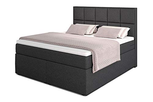 Betten Jumbo Dream Boxspringbett 200x200 mit 7-Zonen TFK Härtegrad H2 und V2-Topper | Farbe Anthrazit | div. Größen verfügbar von Betten Jumbo