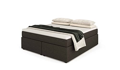 Betten Jumbo Headless King Boxspringbett | Braun | 160x200 | Härtegrad mittel | inkl. Visco-Topper von Betten Jumbo