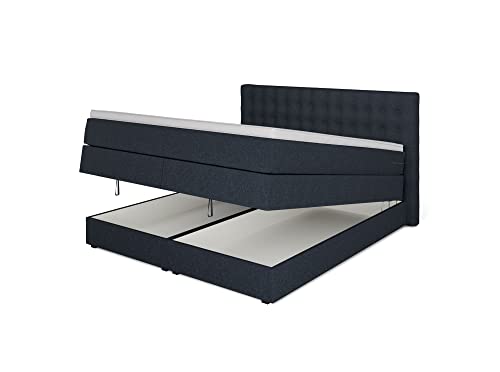 Betten Jumbo King Boxspringbett 160x200 cm mit Bettkasten 7-Zonen TFK Härtegrad H3 und 10cm V2-Topper | Farbe Blau | div. Größen verfügbar von Betten Jumbo