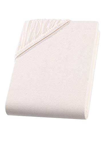 Betten Jumbo King Topper-Spannbettlaken Creme für 180-200 x 200-220 cm | Bis zu 15 cm Steghöhe | Premium Stoff mit 160 g/m² | Flexibel Dank Gummisaum | Atmungsaktiv, bügelfrei und pflegeleicht von Betten Jumbo