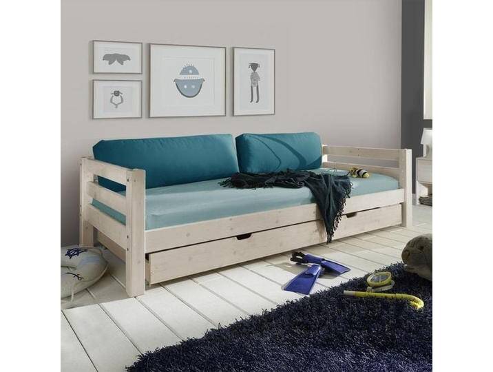 Ausziehbett Kids Paradise Express Kiefer Massivholz mit Lattenrost und Schubkasten 90x200cm landhaus, von Betten.de