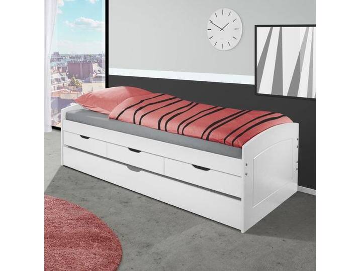 Ausziehbett Nouna Kiefer Massivholz mit Bettschublade 90x200cm klassischer Stil, Ohne Kopfteil ausziehbar von Betten.de