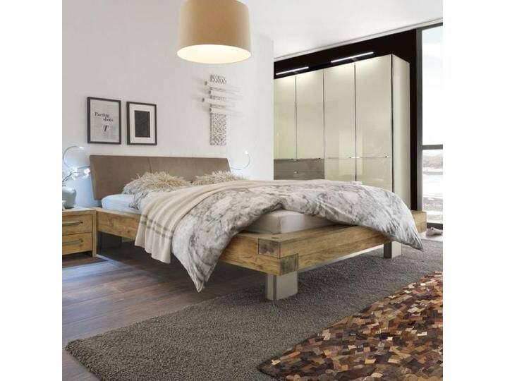 Balkenbett Limeira Wildeiche Vintage Massivholz 140x220cm industrial, Mit Kopfteil Balkenbett Limeira Wildeiche Vintage Massivholz 140x220cm industrial, Mit Kopfteil von Betten.de