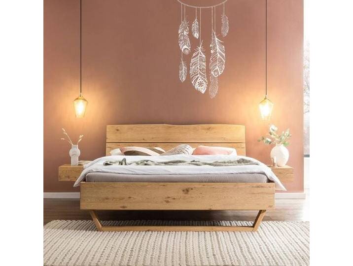 Bett Aurin Komfort Wildeiche Massivholz 200x200cm Mit Kopfteil höhenverstellbar von Betten.de