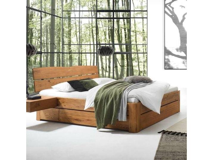 Bett Losket Komfort Wildeiche Massivholz mit Schubkasten 200x210cm modern, Soft-Close von Betten.de