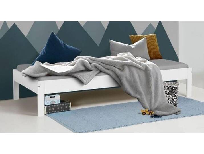 Bett Tacora Buche teilmassiv ohne Kopfteil mit Lattenrost 90x200cm Weiß klassischer Stil, Mit Bett Tacora Buche teilmassiv ohne Kopfteil mit Lattenrost 90x200cm Weiß klassischer Stil, Mit von Betten.de