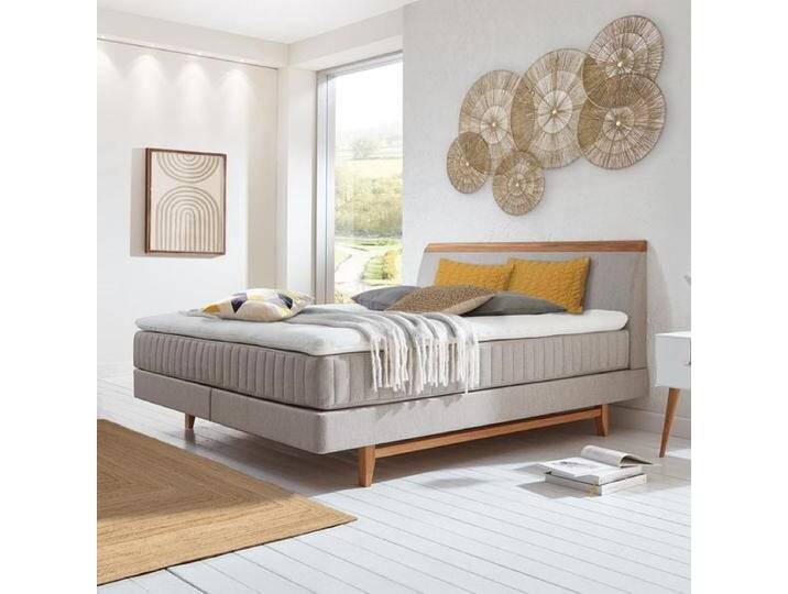 Boxspringbett Akela Eiche Webstoff 140x200cm Taschenfederkern-Box Härtegrad: H2 skandinavisch von Betten.de