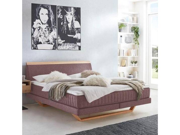 Boxspringbett Imandra Eiche Webstoff 160x210cm Taschenfederkern-Box Härtegrad: H5 skandinavisch, mit Partnerbezug von Betten.de