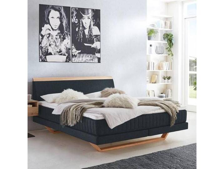 Boxspringbett Imandra Eiche Webstoff 180x210cm Taschenfederkern-Box Härtegrad: H3 skandinavisch, mit Partnerbezug von Betten.de