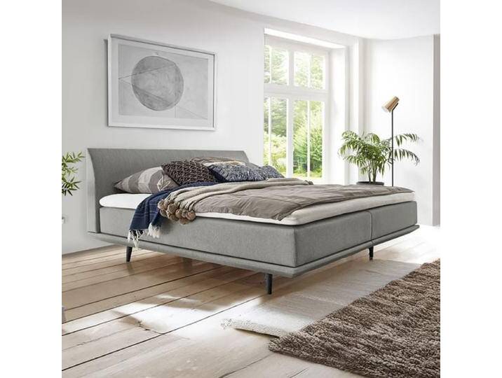 Boxspringbett Lajana Webstoff 140x210cm Taschenfederkern-Box Härtegrad: H4 Eiche skandinavisch von Betten.de