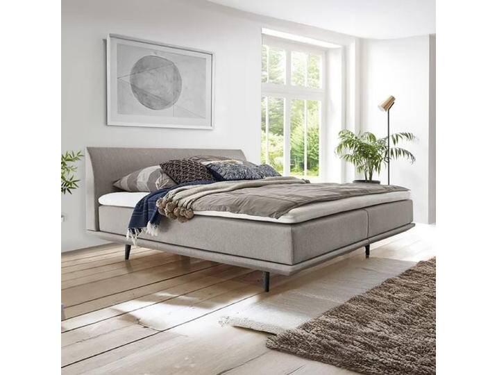 Boxspringbett Lajana Webstoff 180x200cm Taschenfederkern-Box Härtegrad: H3 Eiche skandinavisch, mit Partnerbezug von Betten.de