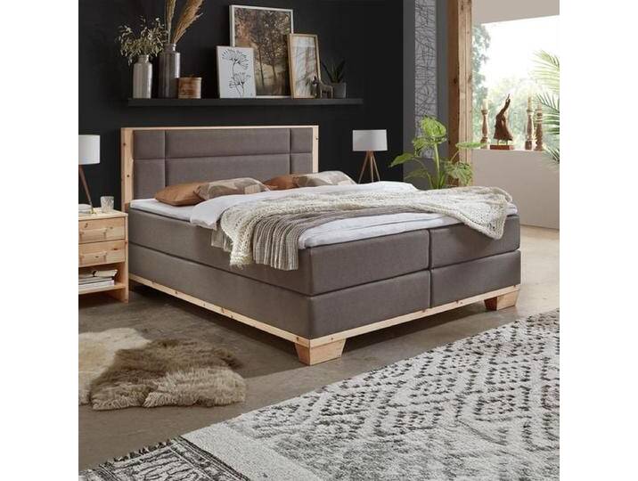 Boxspringbett Salonetto Zirbe Massivholz 180x200cm Bonellfederkern-Box Härtegrad: H2/H3 landhaus von Betten.de