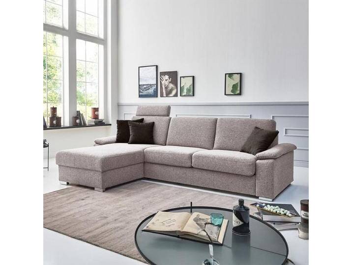 Eck-Schlafsofa Cesio Velours/Webstoff mit Lattenrost und Bettkasten Ottomane links Kunstfaser H:86cm/B:306cm/T:178cm klappbar modern von Betten.de