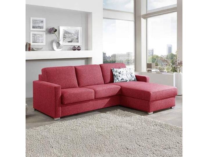 Eck-Schlafsofa Lelio Webstoff mit Lattenrost und Bettkasten Ottomane rechts Kunstfaser H:86cm/B:298cm/T:178cm Rot klappbar modern von Betten.de