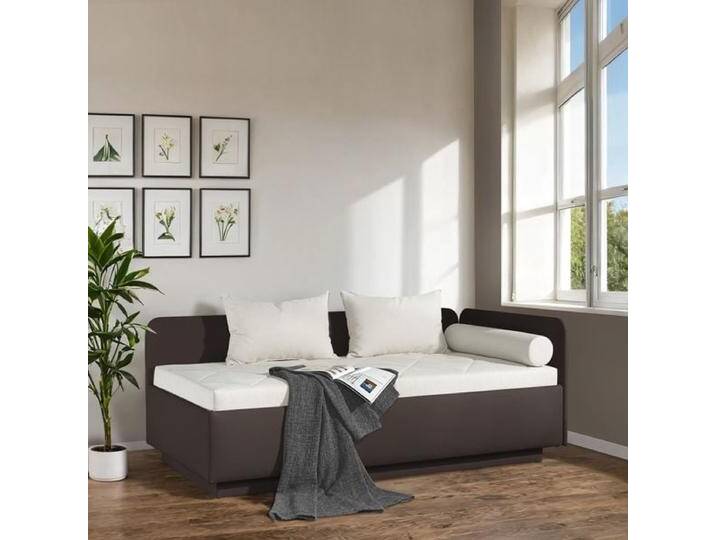 Polsterliege Eriko Komfort Kunstleder mit Bettkasten Seitenteil rechts H:80cm/B:209cm/T:129cm Braun Relaxfunktion von Betten.de