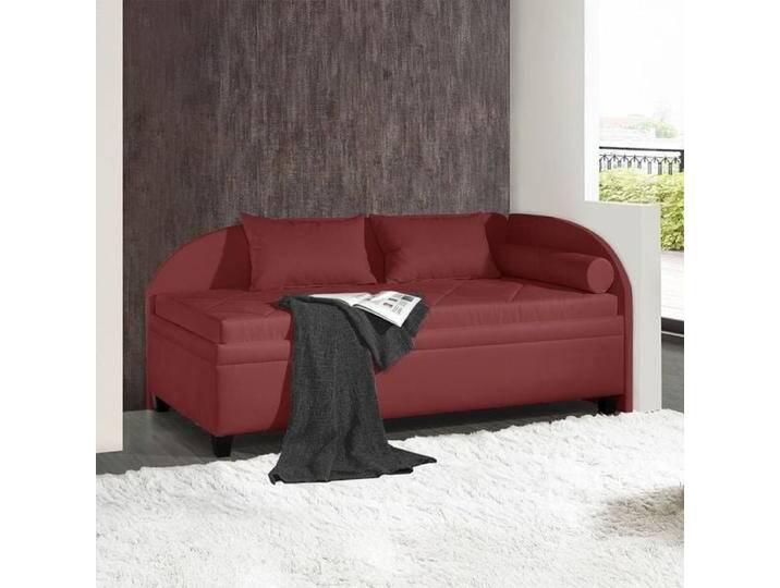 Polsterliege Kamina Komfort Microvelours mit Bettkasten Seitenteil rechts Kunstfaser H:87cm/B:209cm/T:99cm Rot klassischer Stil von Betten.de