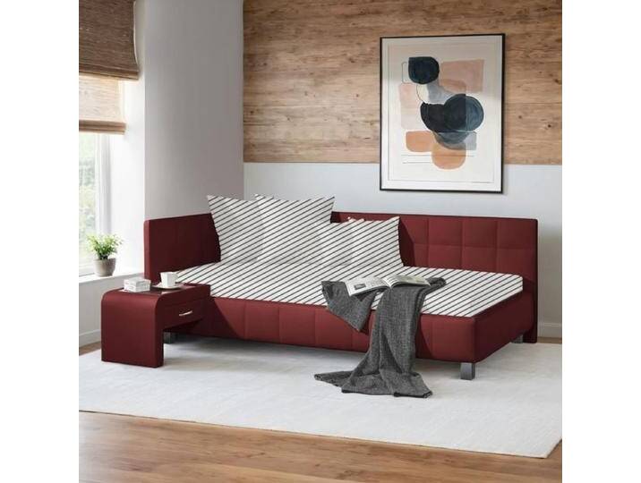 Polsterliege Nuca Kunstleder mit Bettkasten Seitenteil links H:76cm/B:214cm/T:115cm Rot klassischer Stil von Betten.de