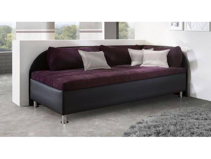 Polsterliege Pomona Kunstleder mit Bettkasten Seitenteil rechts H:76cm/B:206cm/T:125cm Schwarz Relaxfunktion von Betten.de
