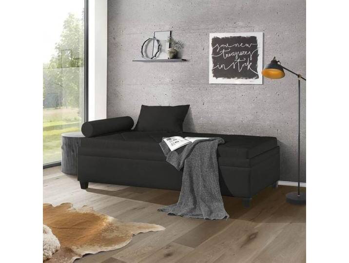 Relaxliege Kamina Komfort Microvelours mit Bettkasten Kunstfaser H:42cm/B:205cm/T:95cm Schwarz klassischer Stil von Betten.de