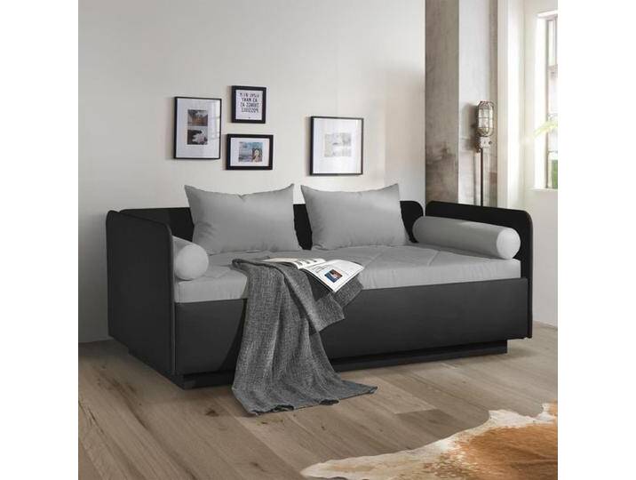 Schlafsofa Eriko Komfort Kunstleder mit Bettkasten H:80cm/B:289cm/T:99cm Dunkelgrau Relaxfunktion klassischer Stil von Betten.de
