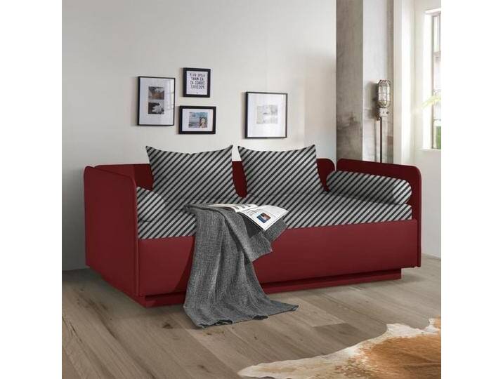 Schlafsofa Eriko Kunstleder mit Bettkasten H:72cm/B:237cm/T:99cm Rot Relaxfunktion klassischer Stil von Betten.de