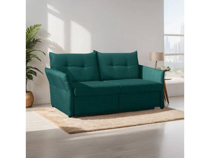 Schlafsofa Retford Webstoff/Velours mit Bettkasten Kunstfaser H:89cm/B:184cm/T:82cm Grün ausziehbar modern von Betten.de