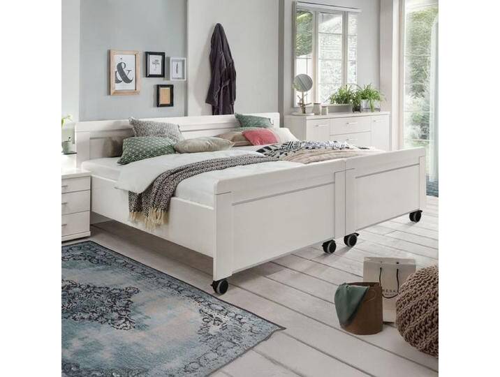 Senioren-Doppelbett Calimera Komfort mit Rollen 180x210cm Weiß klassischer Stil, höhenverstellbar von Betten.de