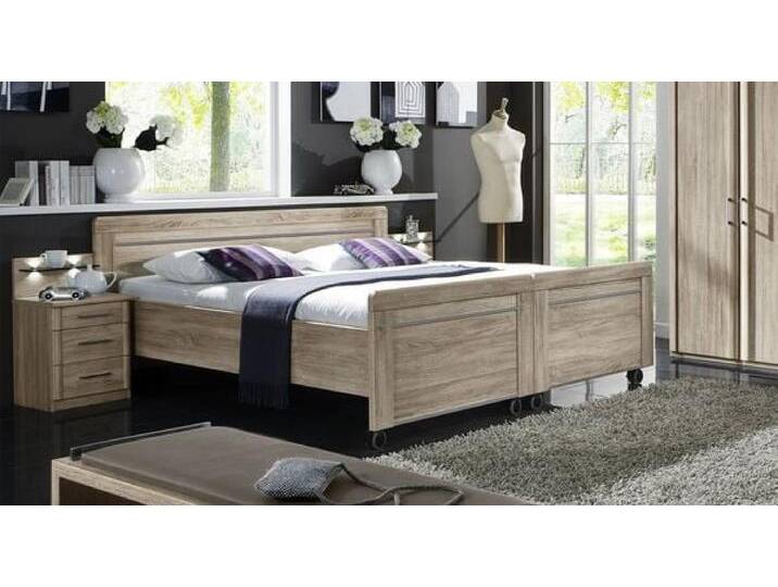 Senioren-Doppelbett Runcorn Komfort Eiche Dekor mit Rollen 160x210cm klassischer Stil, höhenverstellbar von Betten.de