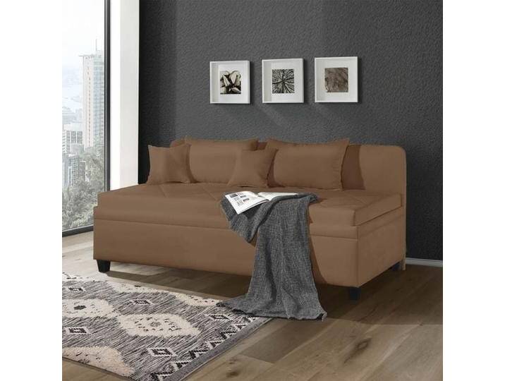 Sofaliege Kamina Komfort Microvelours mit Bettkasten Kunstfaser H:87cm/B:205cm/T:109cm Braun Relaxfunktion klassischer Stil von Betten.de