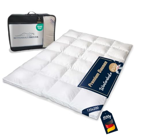 Bettdecke 135x200 | Daunendecke | Decke für den Winter | Extra warme Daunendecke | Kassettenbettdecke | Winterdecke | Daunenbettdecken | Oeko-TEX-Zertifiziert | Daunenpass | 1100g Bettdecke 135x200 | Daunendecke | Decke für den Winter | Extra warme Daunendecke | Kassettenbettdecke | Winterdecke | Daunenbettdecken | Oeko-TEX-Zertifiziert | Daunenpass | 1100g von Bettenhaus Breuer