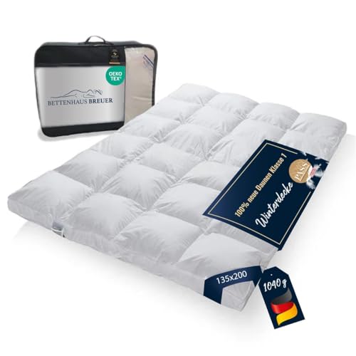 Bettdecke 135x200 | Daunendecke | Decke für den Winter | Polarwarme Daunendecke | Kassettenbettdecke | Winterdecke | Daunenbettdecken | Oeko-TEX-Zertifiziert | Daunenpass | 100% Daunen Bettdecke 135x200 | Daunendecke | Decke für den Winter | Polarwarme Daunendecke | Kassettenbettdecke | Winterdecke | Daunenbettdecken | Oeko-TEX-Zertifiziert | Daunenpass | 100% Daunen von Bettenhaus Breuer