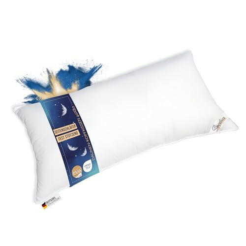 Bettenhaus Breuer Kopfkissen 40x80 cm, 660g Neue weiße Federn Klasse 1, stützend und formstabil, daunendichter Baumwollbezug, pflegeleicht, für Allergiker geeignet, ohne Lebendrupf Bettenhaus Breuer Kopfkissen 40x80 cm, 660g Neue weiße Federn Klasse 1, stützend und formstabil, daunendichter Baumwollbezug, pflegeleicht, für Allergiker geeignet, ohne Lebendrupf von Bettenhaus Breuer
