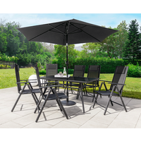 Better Home 8-tlg. Aluminium Sitzgarnitur mit Sonnenschirm schwarz von Better Home