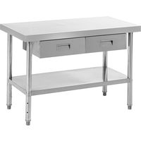 Bistro Küchentisch mit 2 Schubladen aus Edelstahl, ca. 120 x 60 x 80 cm von Better Home