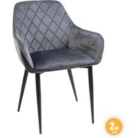 Esszimmerstuhl 2er Set aus Samtbezug grau von Better Home