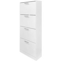 Schuhschrank mit Edelstahlgriffen und 4 Fächern, ca. 62x24x151 cm – Weiß von Better Home