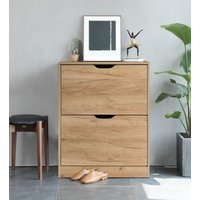 Schuhschrank mit 2 Fächer, ca. 62 x 24 x 80 cm - Holznaturfarben von Better Home