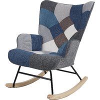 Skandinavischer Schaukelstuhl IVAR, Stoffbezug Patchwork - ca. 69 x 81 x 92,5 cm - Mehrfarbig von Better Home
