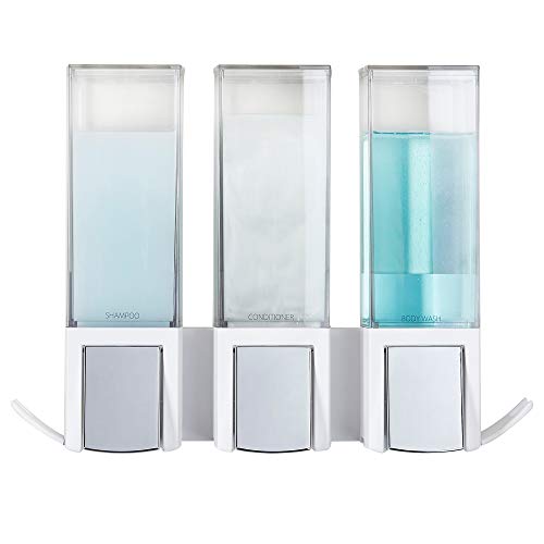 Better Living Products Clever Triple Shower Dispenser 3, Shampoo und Seifenspender, 3 x 502,7 ml, weiß, 28,6 x 8,9 x 21,0 cm von Better Living