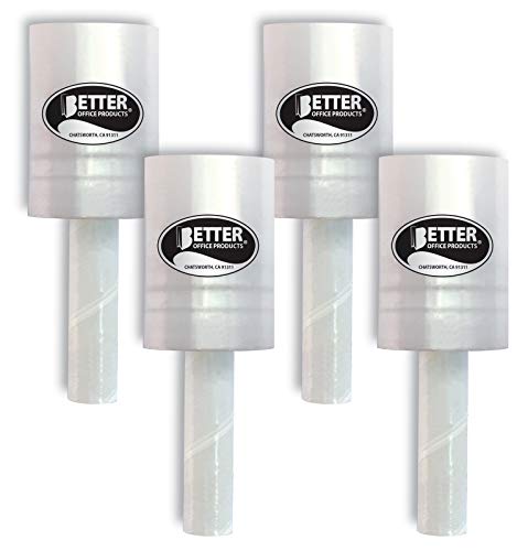 4 Stück Mini-Stretchfolie mit einfachem Griff, selbstspendend, 152,4 cm x 1000 m pro Rolle, 80 Gauge, Mini-Schrumpffolie, Industrie-Mini-Stretchfolie, für Umzug und Versand, 4 Stück von Better Office Products