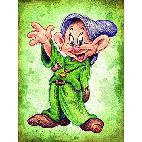 5D Diamant Malerei Süße Zwerge Dopey Dwarf, DIY Diamond Painting Set DIY Diamant Malerei Vollbohrer Stickerei Malerei Crystal Strass Stickerei Für Haus, Wand Und Eingang Dekorationen 40x50 cm von Better Selection