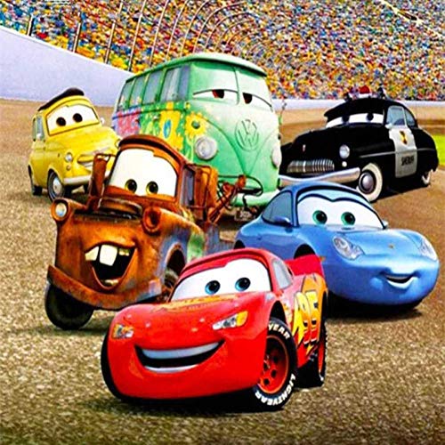 5D Diamant Painting Set, Cartoon Cars Lightning Mcqueen DIY Diamant Painting Vollbohrer Kit, Geschenk Für Erwachsene Kinder, Wohnzimmer Schlafzimmer Büro Wand Und Eingang Dekoration 40x40 cm von Better Selection