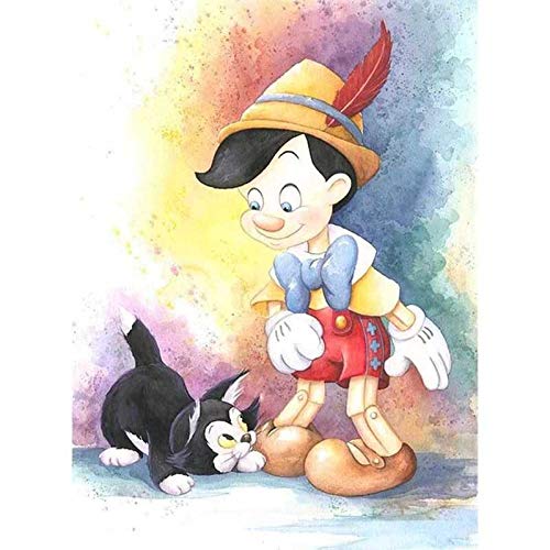 5D Diamant Painting Set, Pinocchio Mit Hund Figaro DIY Diamant Painting Vollbohrer Kit, Geschenk Für Erwachsene Kinder, Wohnzimmer Schlafzimmer Büro Wand Und Eingang Dekoration 30x40 cm von Better Selection