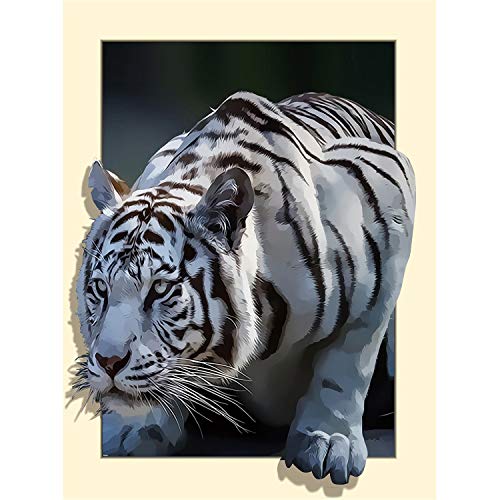 Better Selection Jagd weiß Tiger 5D DIY Diamant, Kreuzstich DIY Diamant Gemälde, Tiger Blick des, 35x45 cm Better Selection Jagd weiß Tiger 5D DIY Diamant, Kreuzstich DIY Diamant Gemälde, Tiger Blick des, 35x45 cm von Better Selection