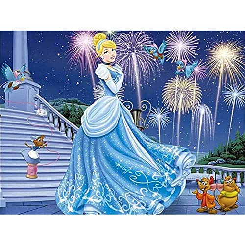 DIY 5D Diamant Malerei nach Zahlen Kits für Erwachsene Full Round Drill, Cinderella Princess Paintings Stickerei Bilder Kunst Handwerk für Home Wall Decor, 5D Painting Dots Kits 30x40 cm von Better Selection