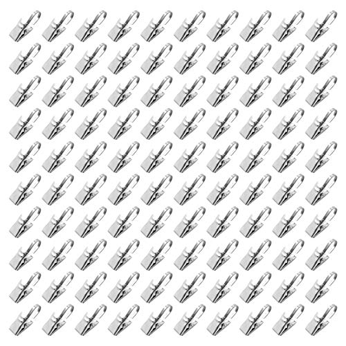 100pcs Vorhang Clips, BetterJonny Edelstahl Heavy-Duty-Dusche Vorhang Clip Metall hängende Haken für DIY Fotos Home Decoration Art Craft Dispaly Silber von BetterJonny