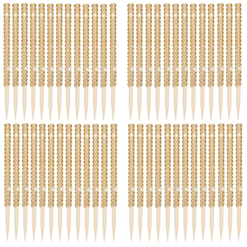 BetterJonny 36 Stück glitzernde Süßigkeiten-Apfel-Sticks, 15 cm, Bambus-Strass-Stäbchen, Karamell, Apfel, Bambusstäbe, Bling-Papier-Kuchen-Pop-Sticks spitze Spieße für DIY Dessert Tisch Teeherstellung von BetterJonny