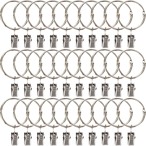 BetterJonny Vorhangringe mit Clips, 38 mm Innendurchmesser, starke Metall-Vorhang-Clips, Duschvorhang-Clips mit Haken, schwarz, 30 Stück von BetterJonny