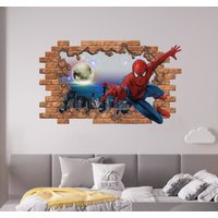 Spiderman Wandsticker, Spider Man Vinyl Wandbild, Superheld Kinder, Peel & Stick, Geschenk Jungen, Teen Room Decor Nd392 von BetterVinylIt